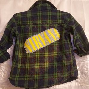 KIDS UPCYCLED DISTRESSED NIRVANA FLANNEL SZ 2T